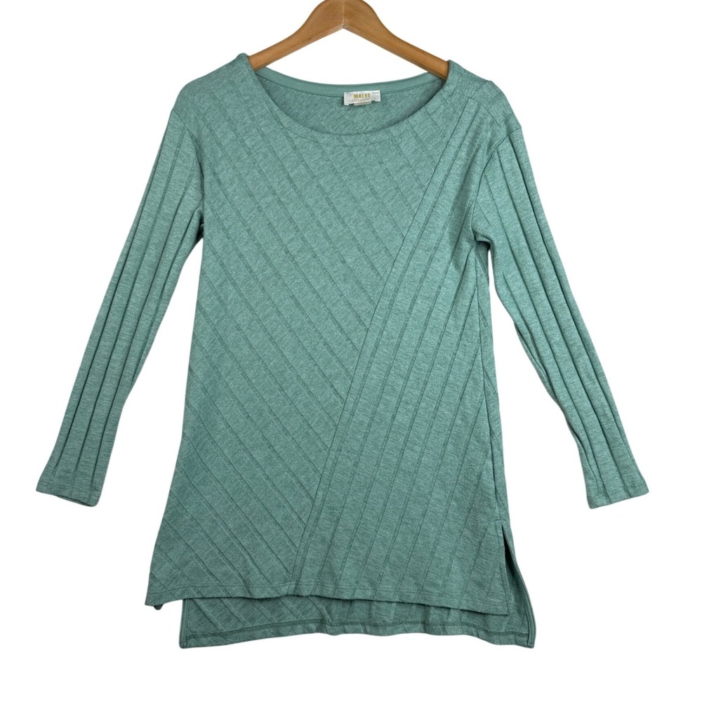 Maeve Anthropologie Diagonal Rib Knit Tunic Top size Small Sage Green